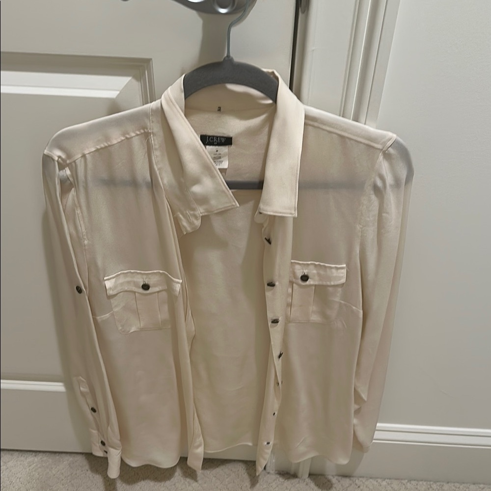 J. Crew Cream Blouse with Classic Collar